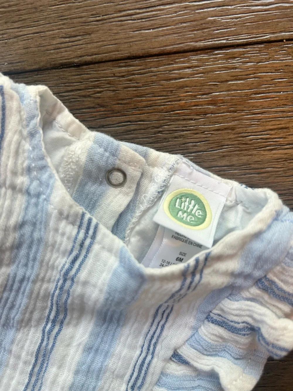 Little Me Striped Flutter Sleeve Romper & Headband Set 6M